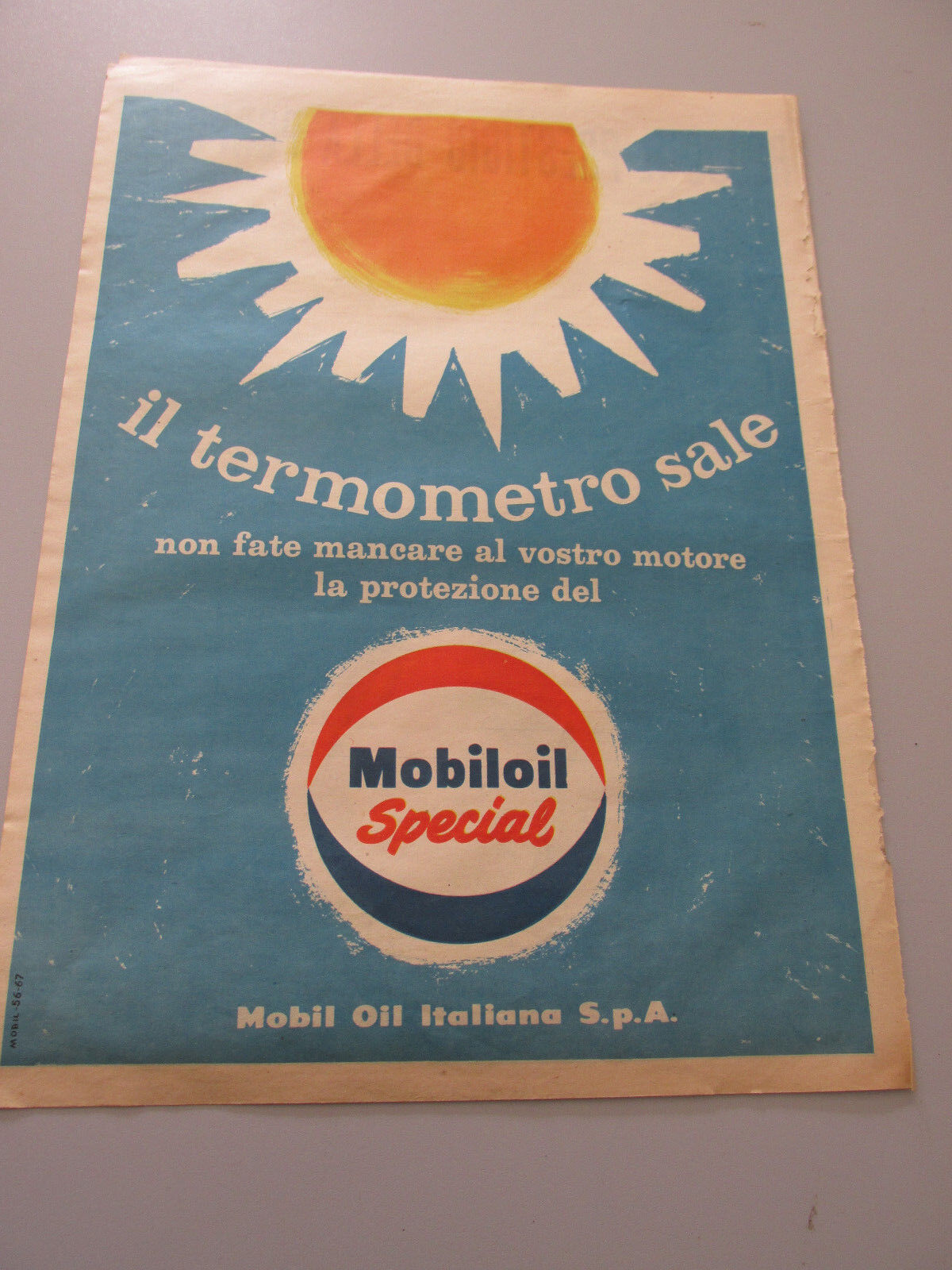 Advertising On Page Original Years 50 Vintage Mobiloil Mobil Motor Special