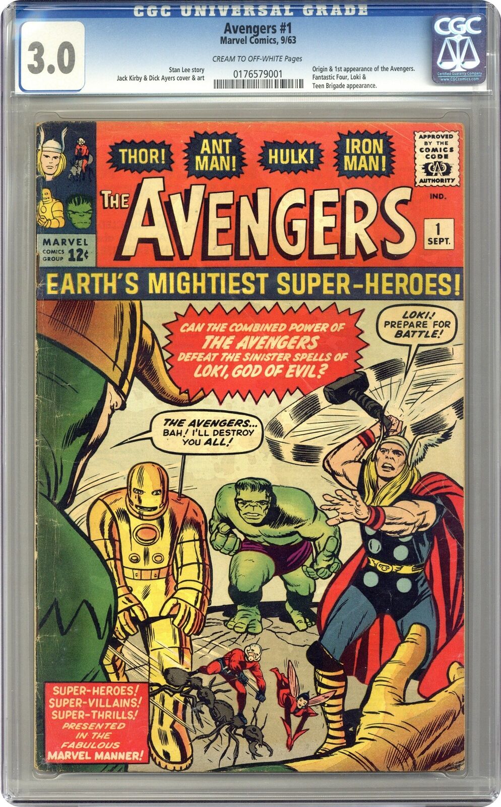 Avengers #1 CGC 3.0 1963 0176579001 1st app. the Avengers