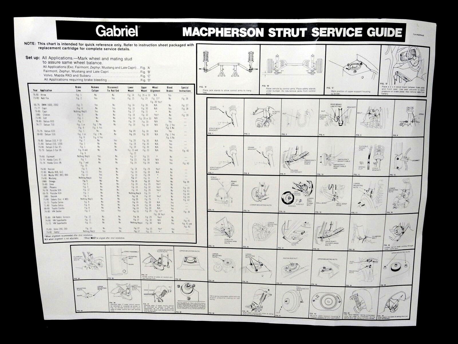 1971-1980 (NOS) GABRIEL Shock SIGN, DISPLAY SERVICE POSTER 26x20 Illustrated
