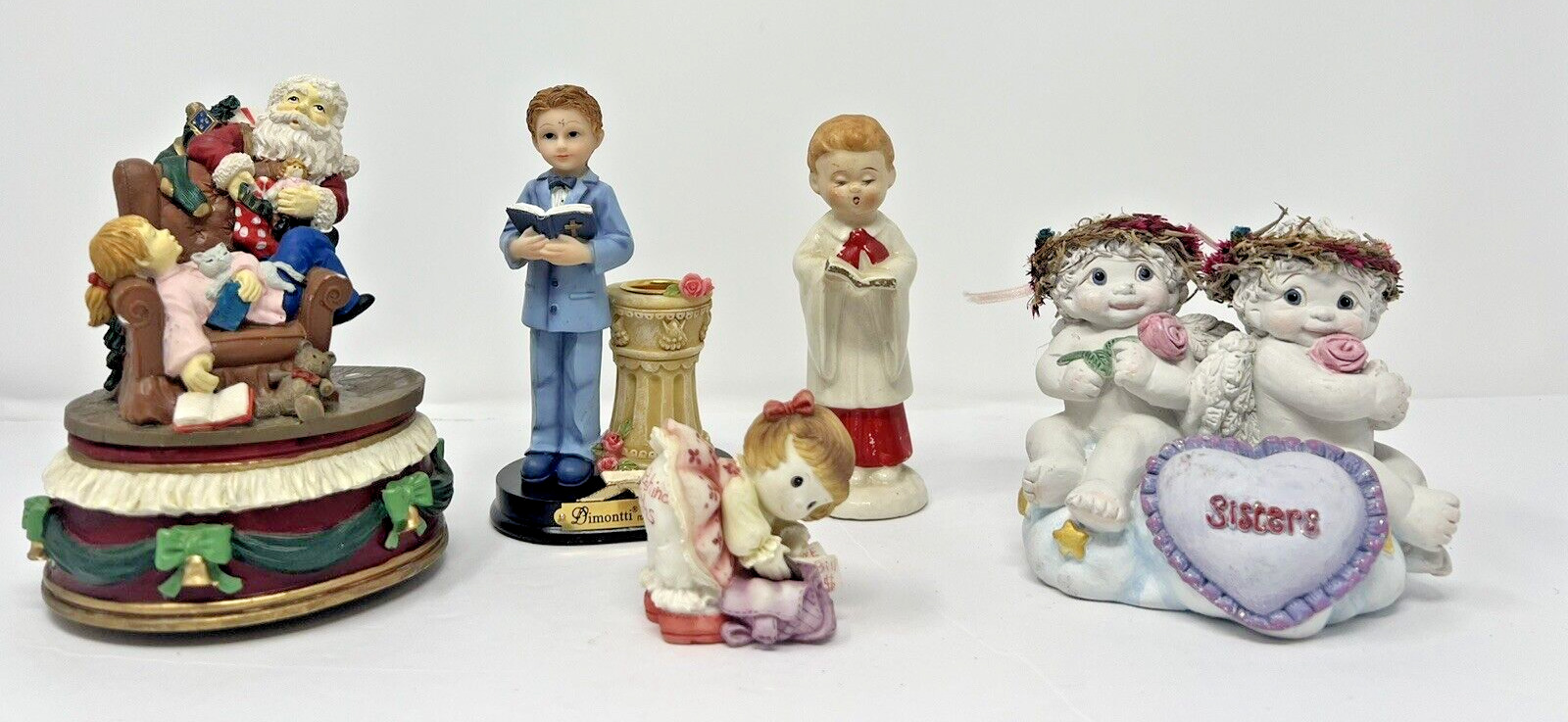 Mixed Lot of Figurines Santa Music box Choir Boy Praying Kid Dreamsicles Sisters
