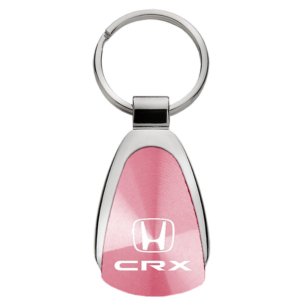 Honda CR-X Keychain & Keyring - Chrome with Pink Teardrop Key Chain Fob