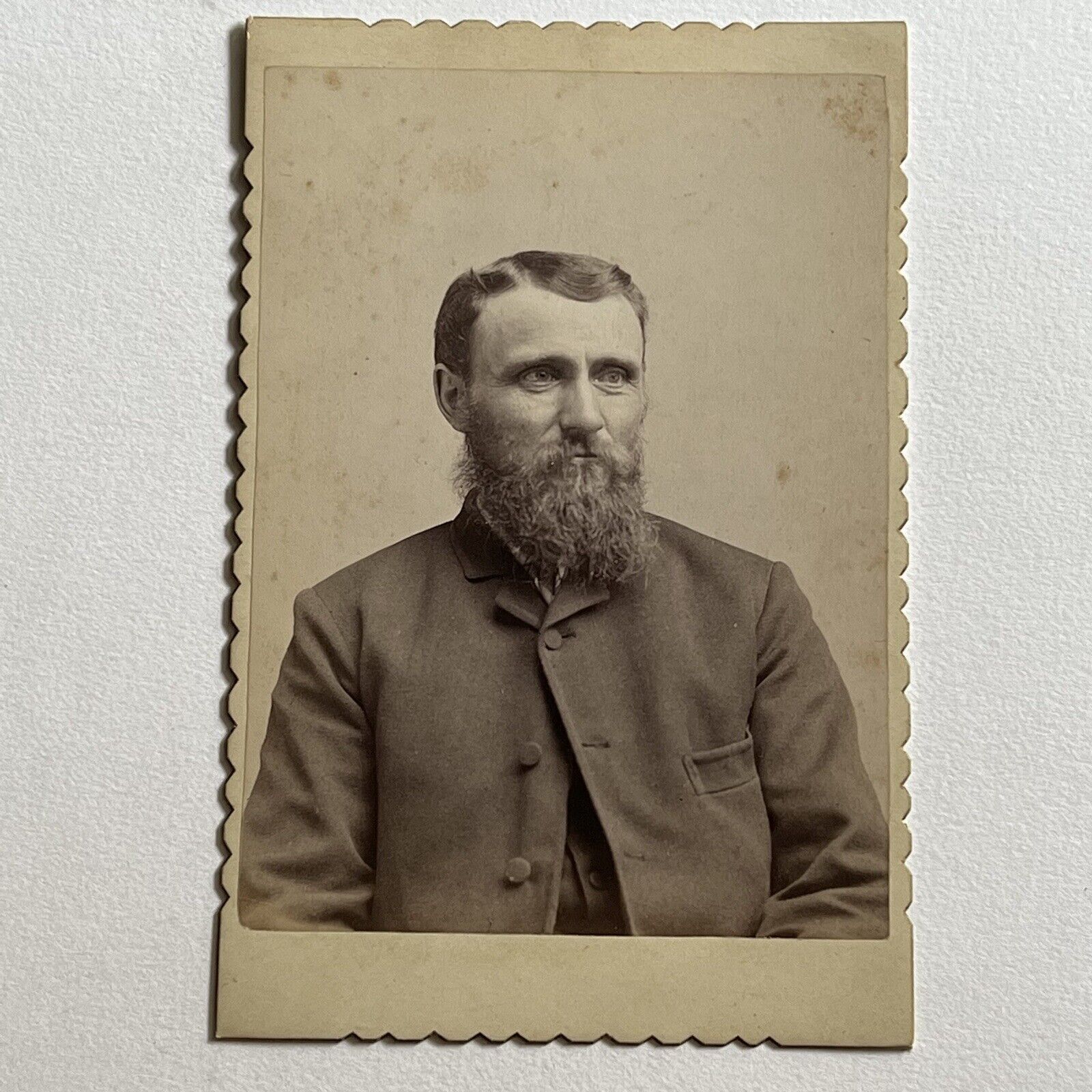 Antique Cabinet Card Photograph Charming Mature Man Beard NY