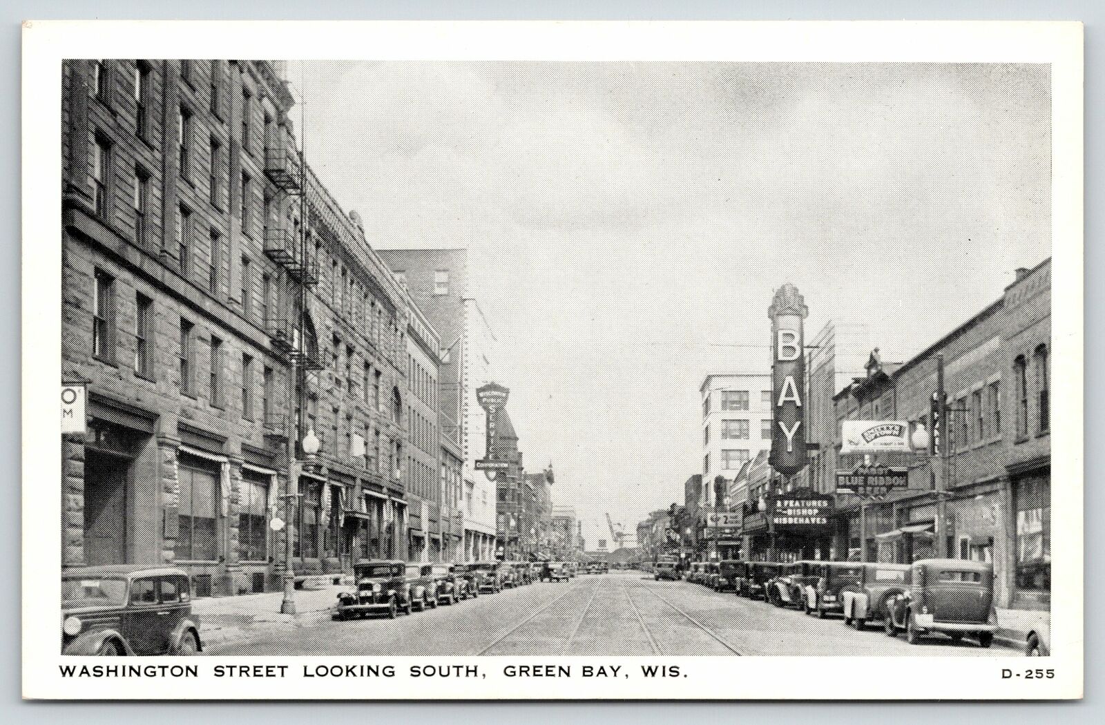 Green Bay WI~Washington Street~Bay Theatre: Bishop Misbehaves~PBR Beer~1935 B&W