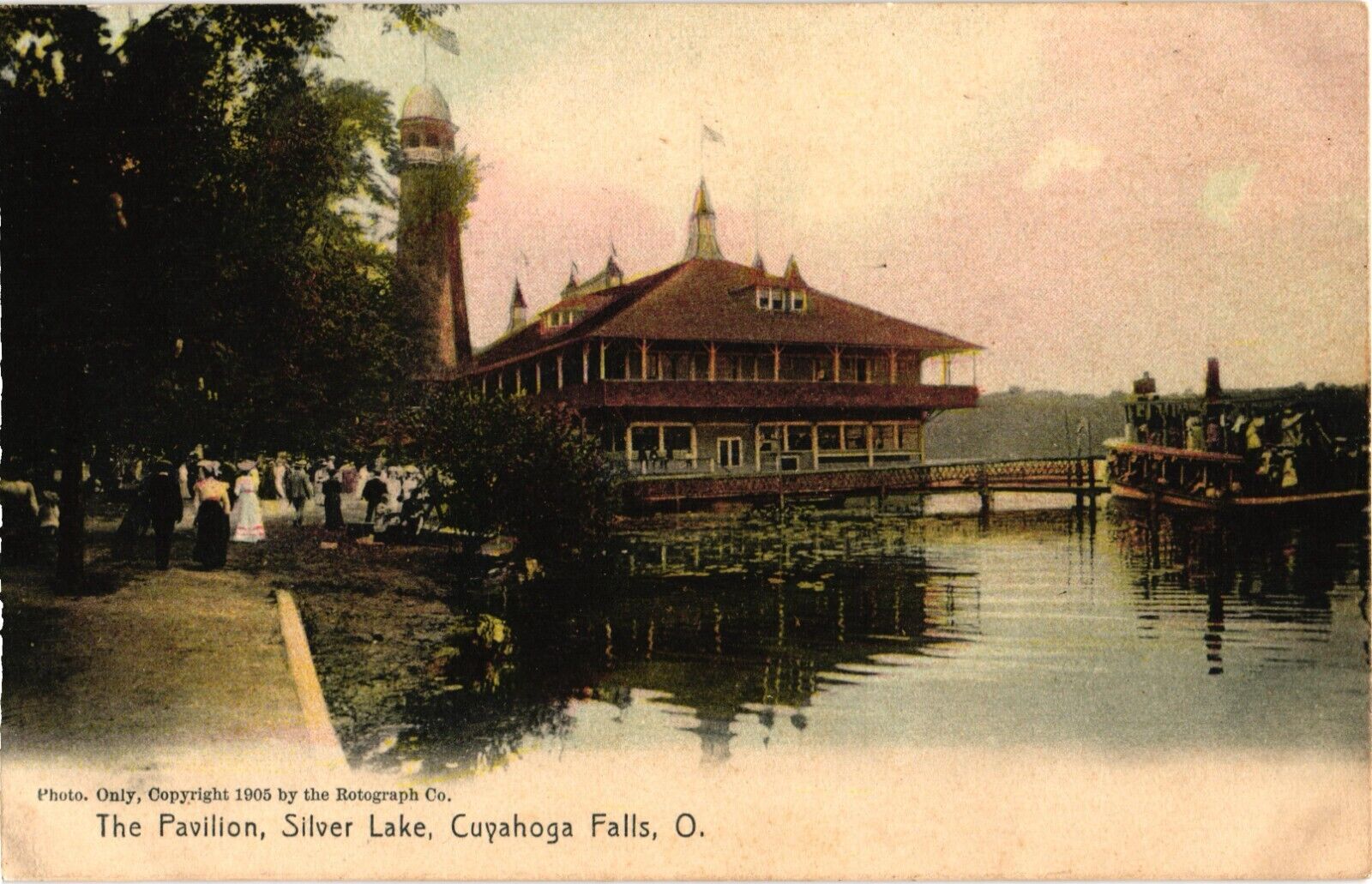 Cuyahoga Falls OH Ohio, The Pavilion Silver Lake, Antique Vintage Postcard 1905