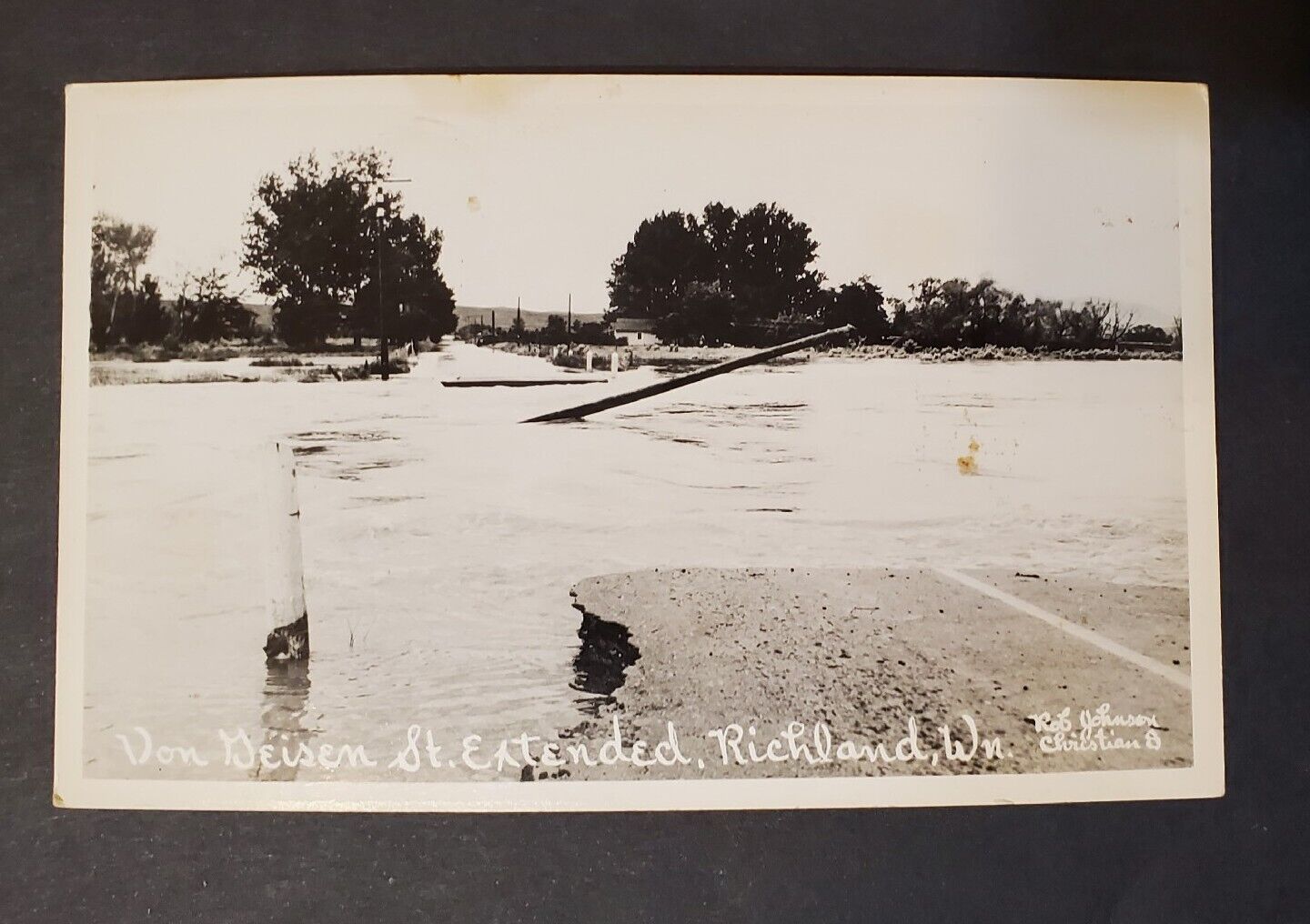 Richland WA Flood Scene (1948) Van Geisen St Extended RPPC Vintage Postcard P671