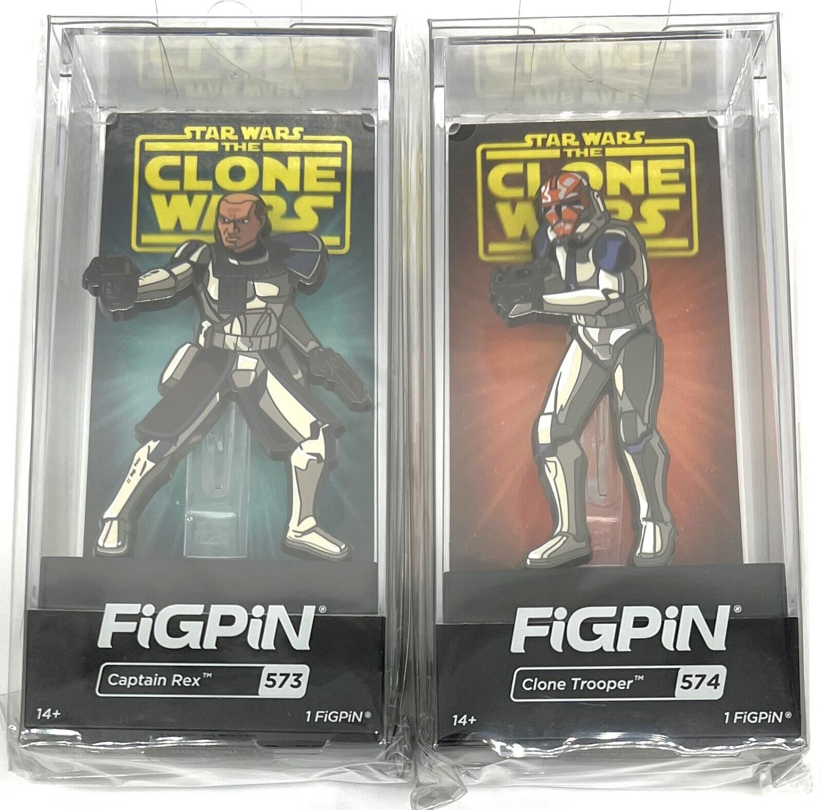 FiGPiN Star Wars The Clone Wars Captain Rex #573 & Clone Trooper #574 Set of 2