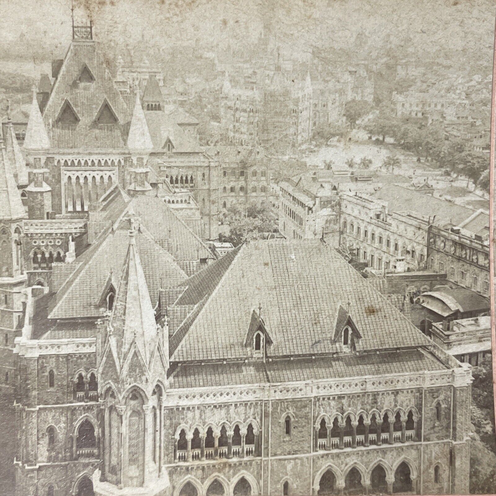 Antique 1899 Bombay Mumbai India City Center Stereoview Photo Card Q2221