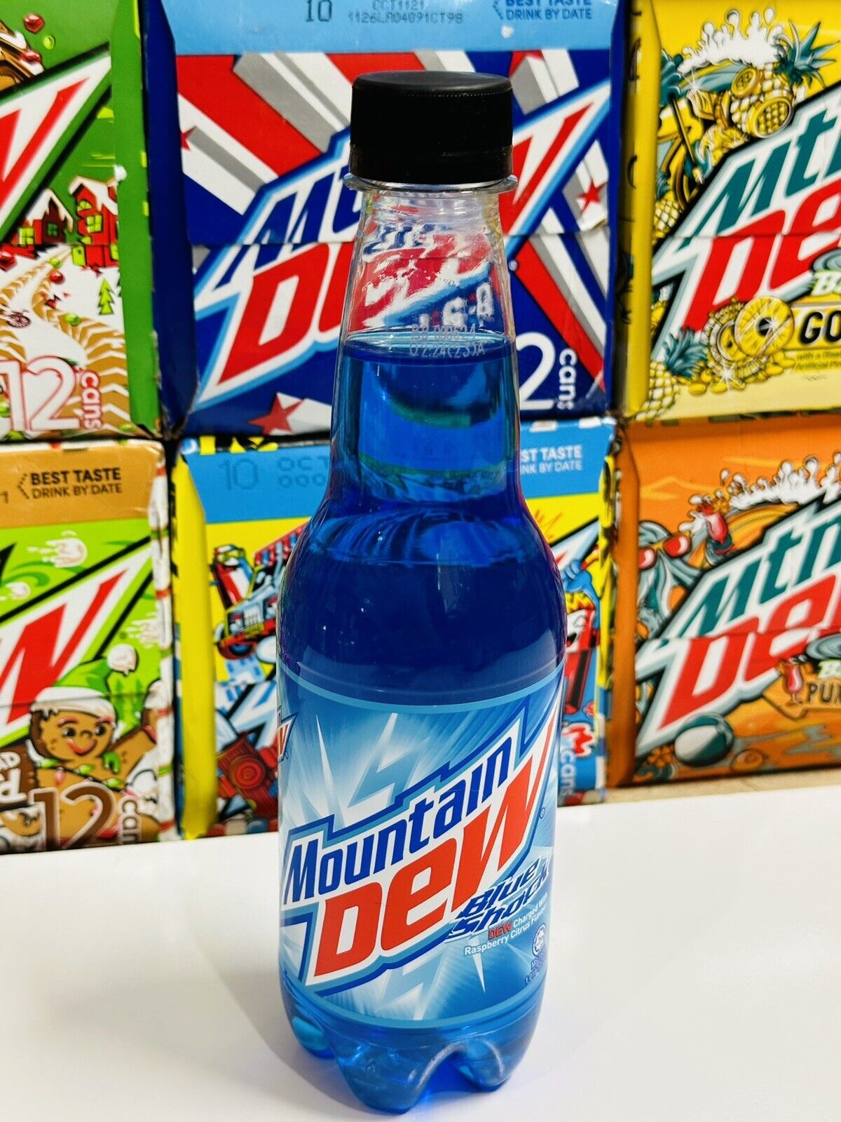 Mountain Dew Blue Shock Full Sealed 500ml Bottle - Rare - Malaysia Exclusive 