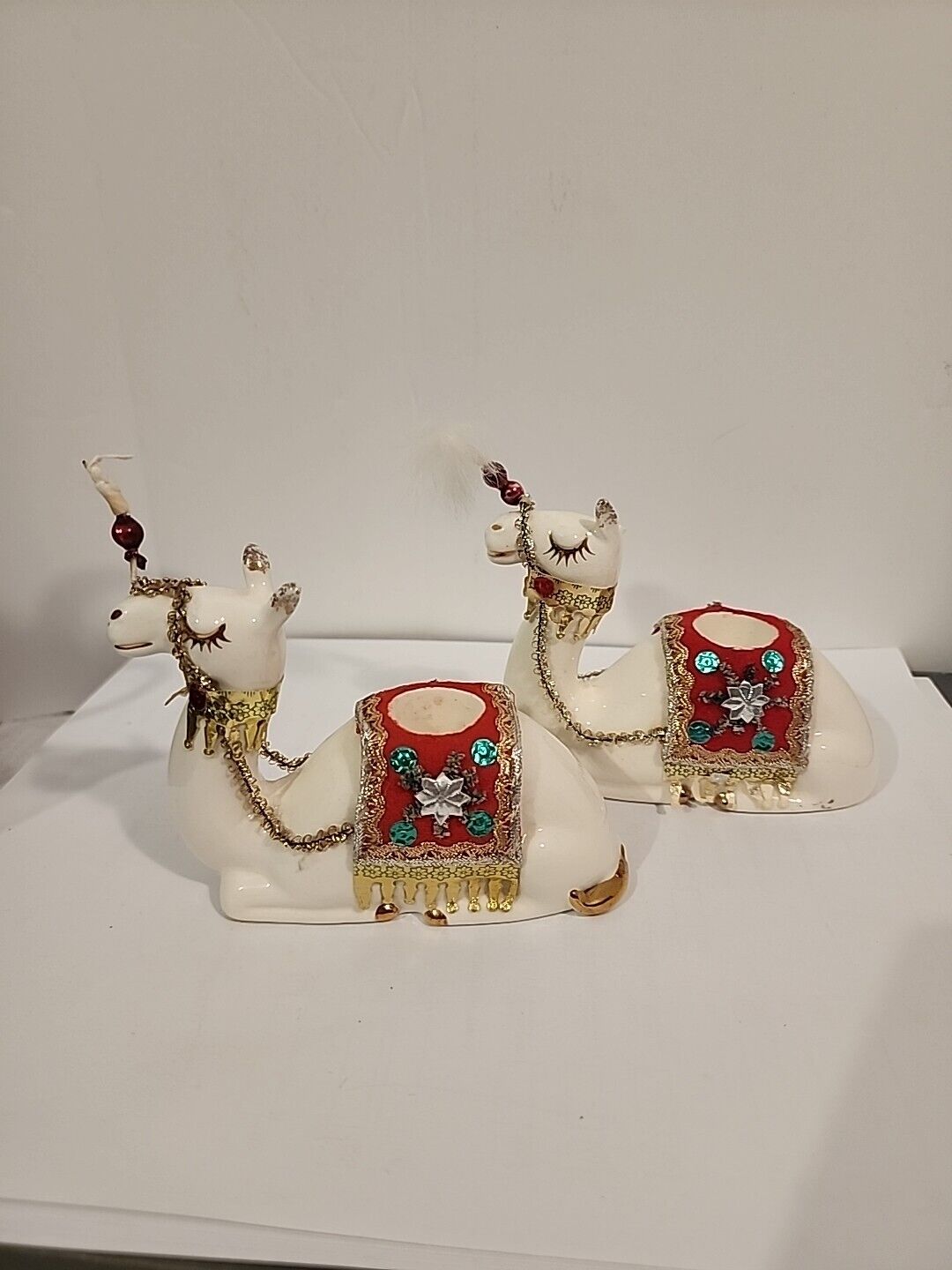 Vintage Holt Howard Camel Candleholder 1960 Lot of 2 Ceramic SEE PICS 4 CONDITIO