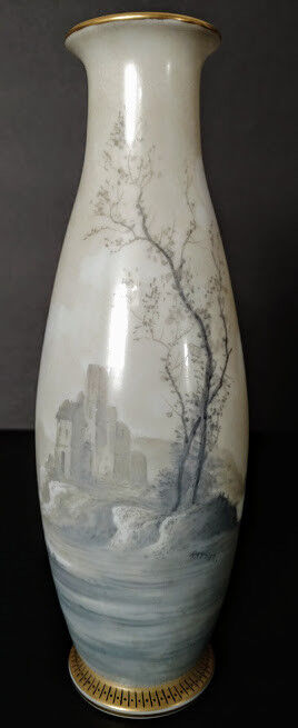 French Art Nouveau Era Opaline Hand made, Hand Painted Important Old Vase, Rare
