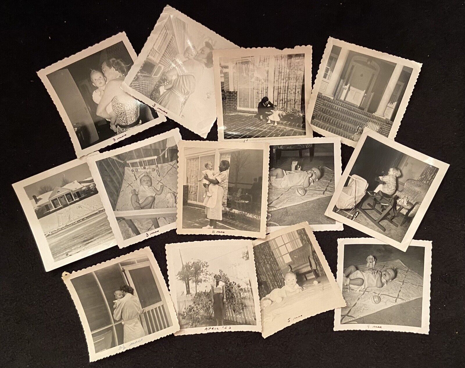 Lot of 13 1950s BLACK & WHITE PHOTOGRAPHS-Memphis, TN-Baby,Women,Home,Snow,Etc.