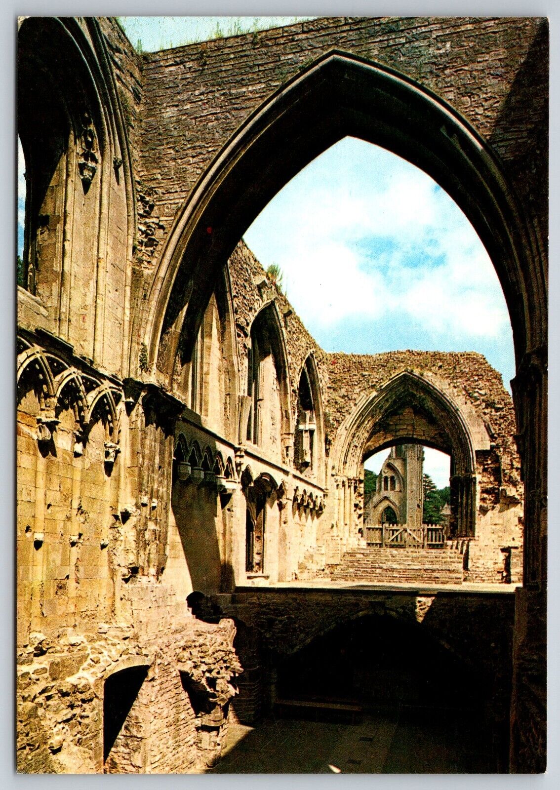 Postcard England Glastonbury Abbey Church 3W