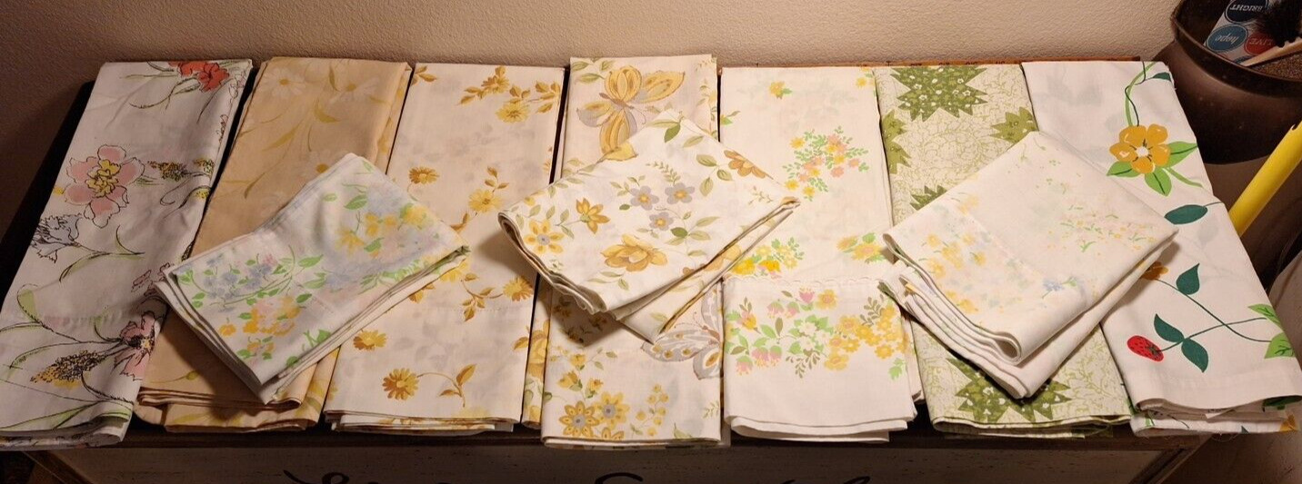 Lot 10 Cutter Vintage  PC Pillowcase Floral Poly Cotton Quilt Fabric Bedding