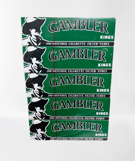 Gambler Menthol King Size Filter Tubes 200 Count/ Box (Pack of 5)