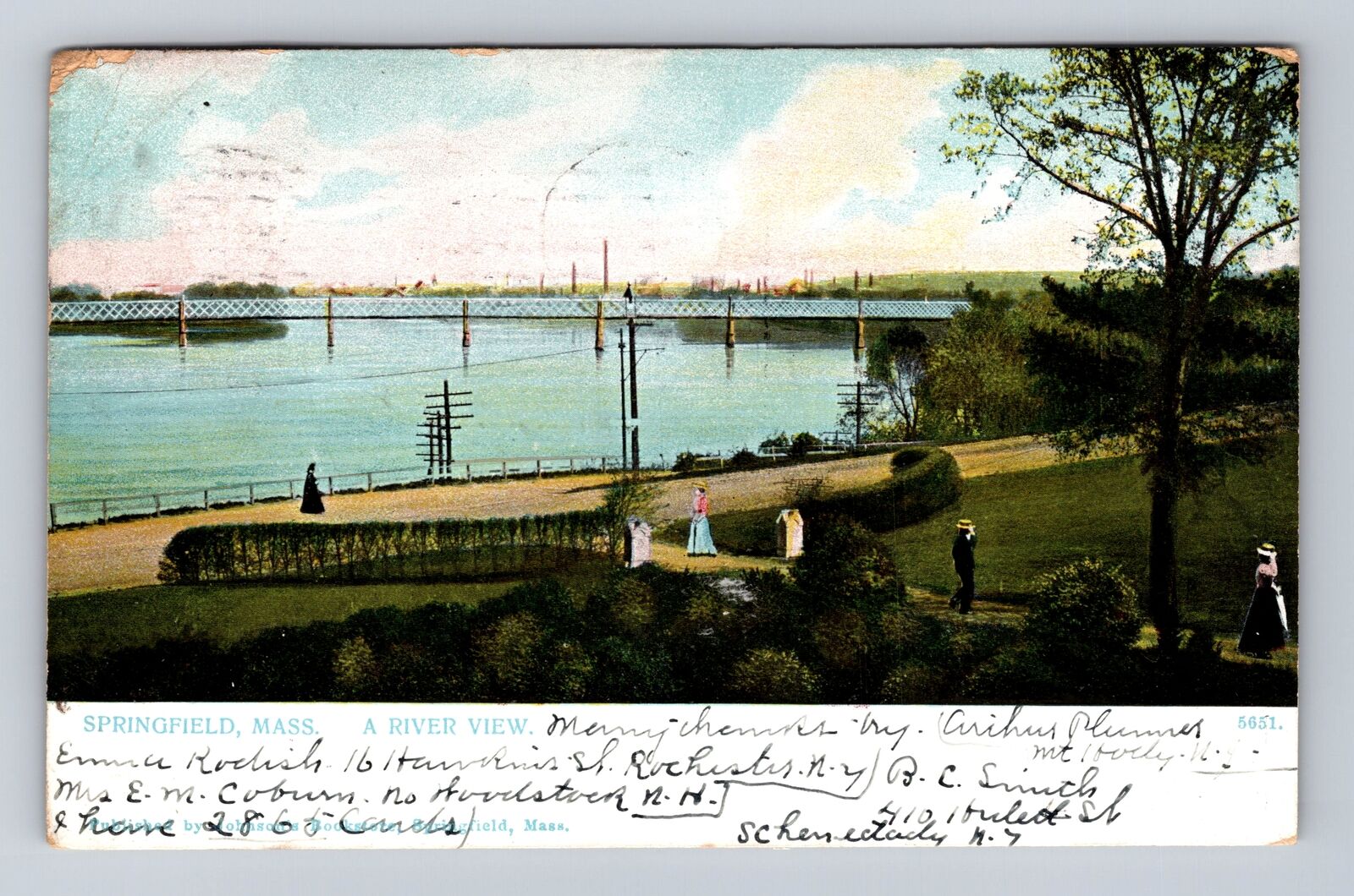 Springfield MA-Massachusetts, River View, Antique, Vintage c1907 Postcard