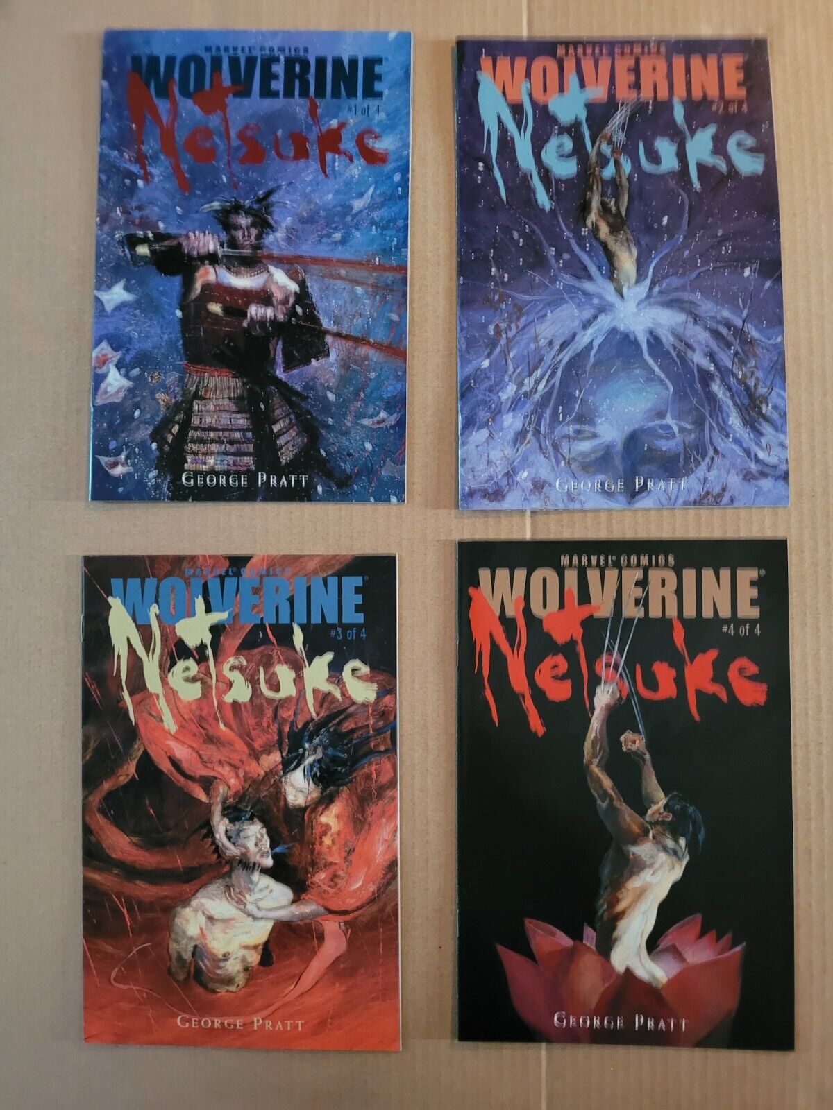 Wolverine Netsuke 1 2 3 4 Complete 2002-03 Set High-Grade Marvel Lot of 4