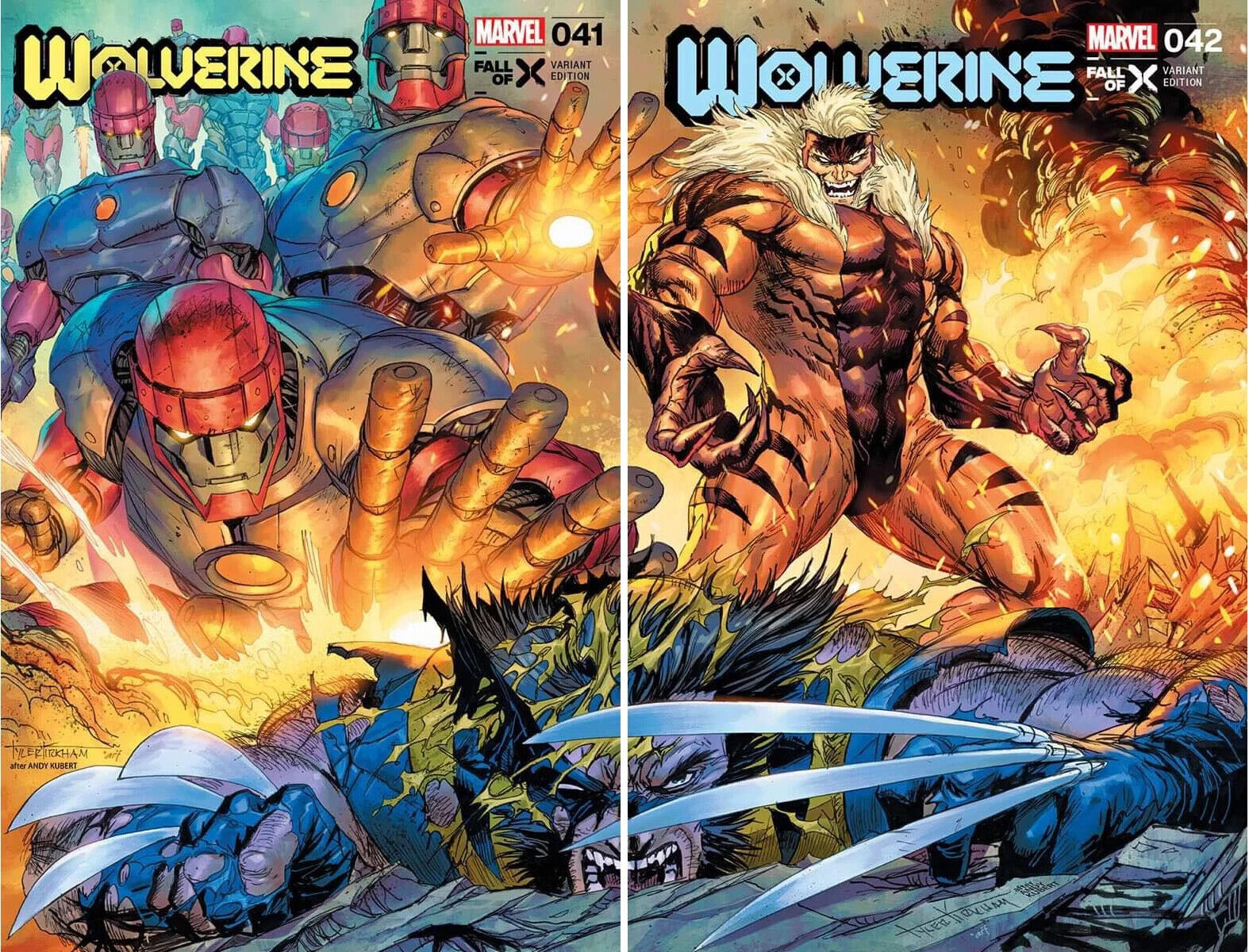 WOLVERINE #41 & 42 (TYLER KIRKHAM CONNECTING VARIANT SET)(2024) ~ Marvel Comics