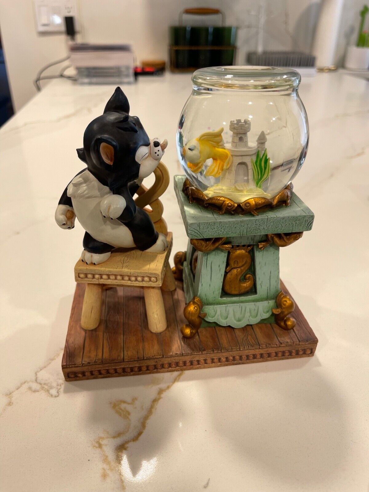 RARE Disney Figaro & Cleo Pinocchio Snow Water Globe Very Hard to Find