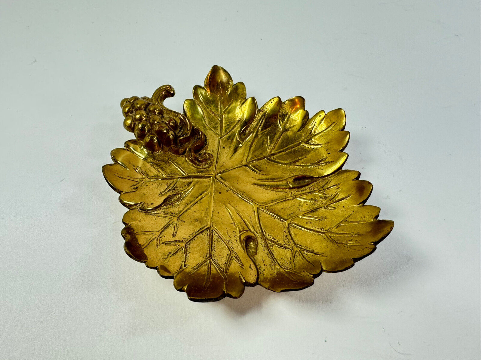 Vintage brass grape leaf dish tray The Vine 380
