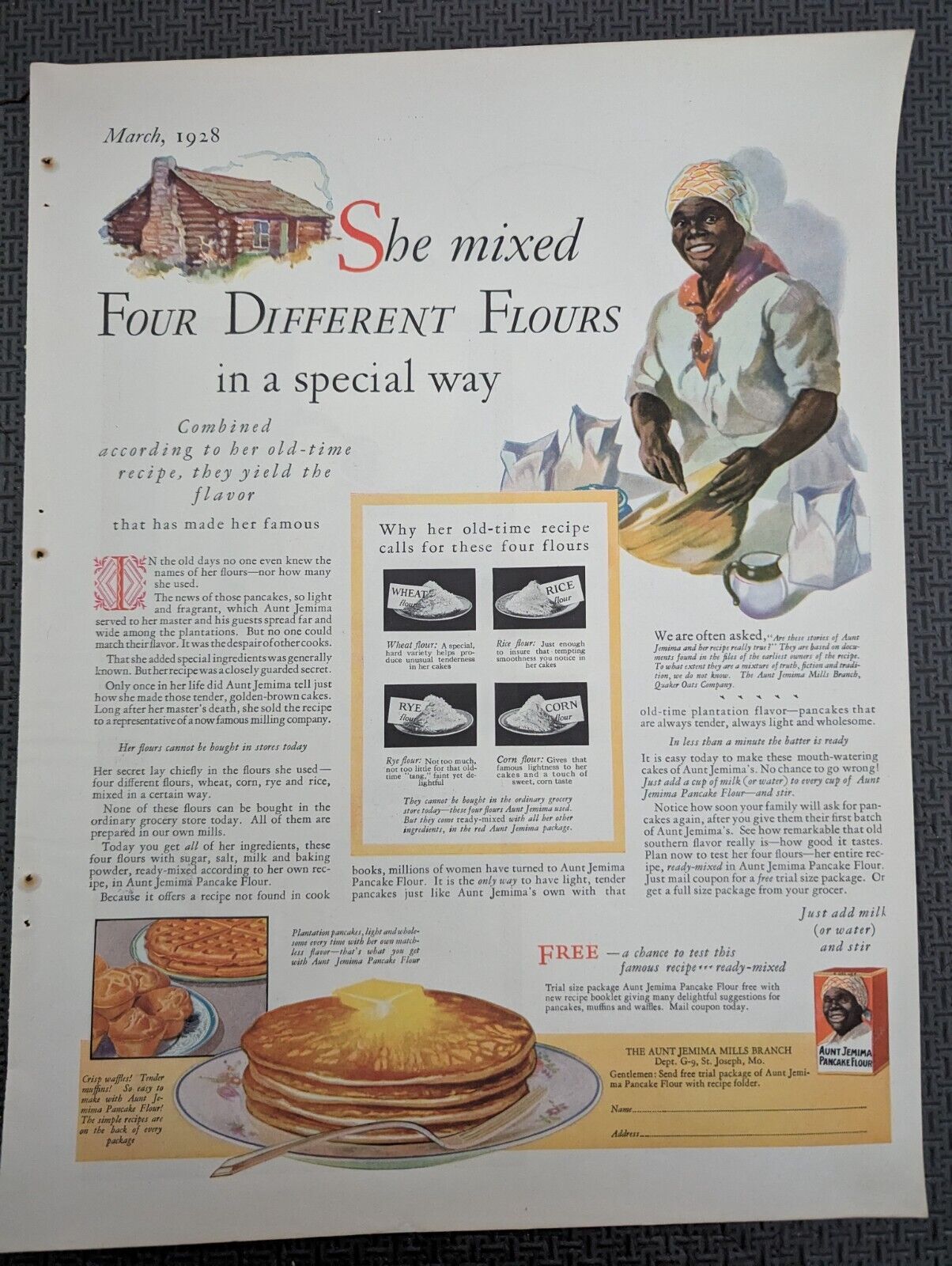 Large Original Antique Magazine Ad 1928 Pancake Flour Mix Breakfast