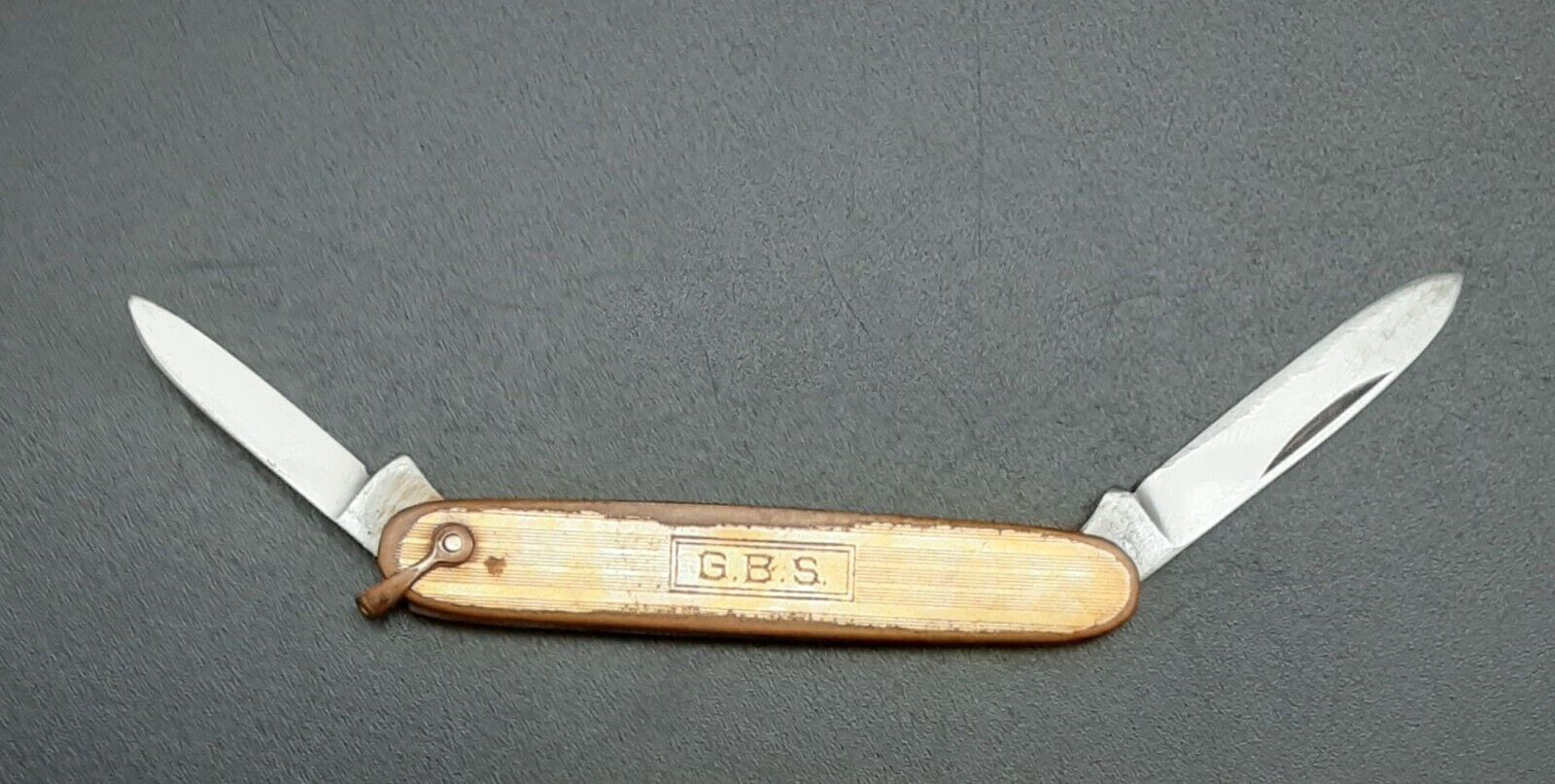 Vintage Gold-Filled VOOS 2 Blade Folding Pocket Knife with “G.B.S.” engraved