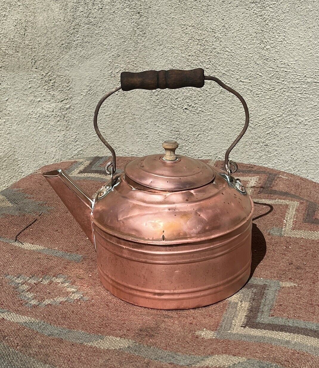 Antique Copper Kettle Teapot Primitive 