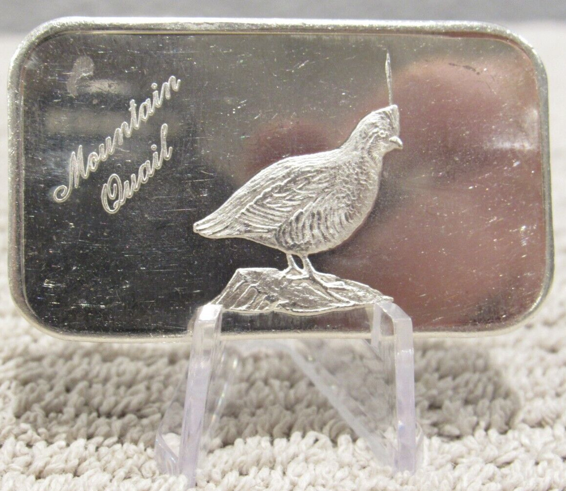 Vintage Mountain Quail 1 Troy Oz. .999 Silver Bar - The Justice Mint