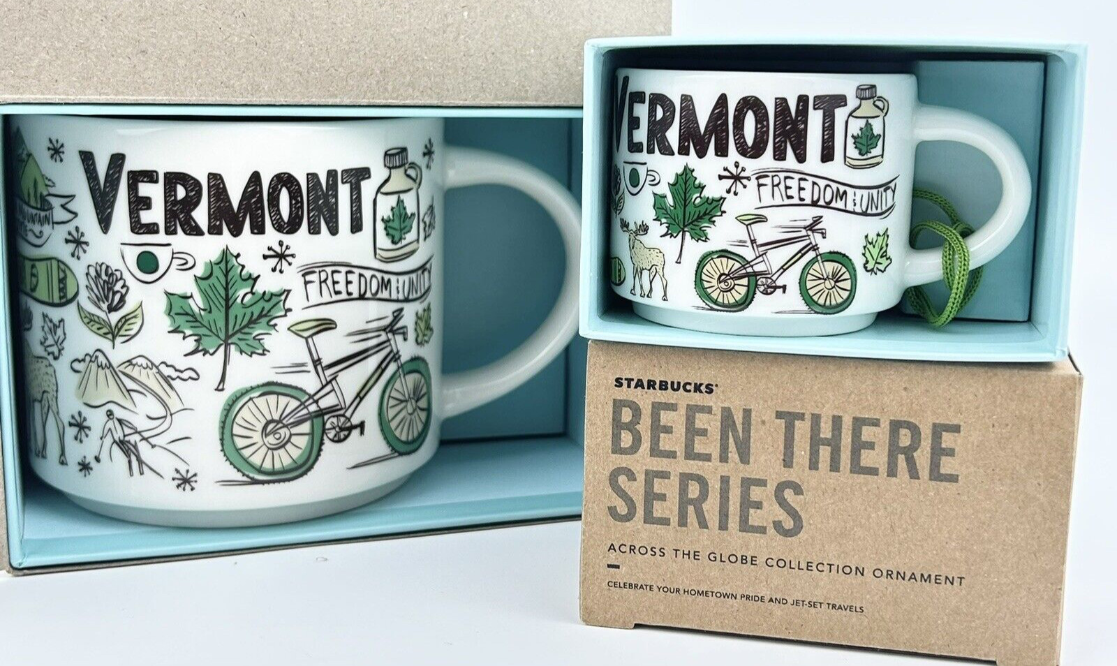 Starbucks Vermont Been There Mug & Espresso Cup Ornament Set Across the Globe