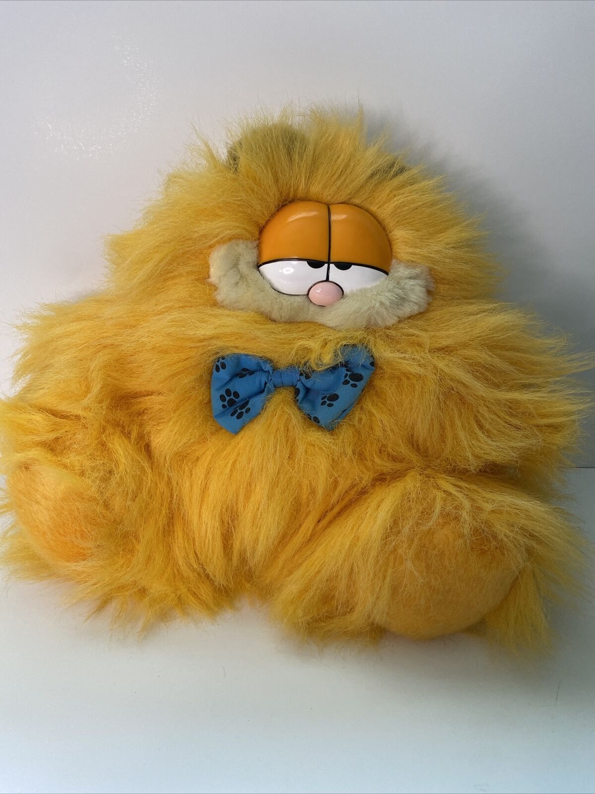 Rare Vintage Dakin Garfield Cat Plush Fluffy Bow tie Fuzzy Long Haired Blow Dry