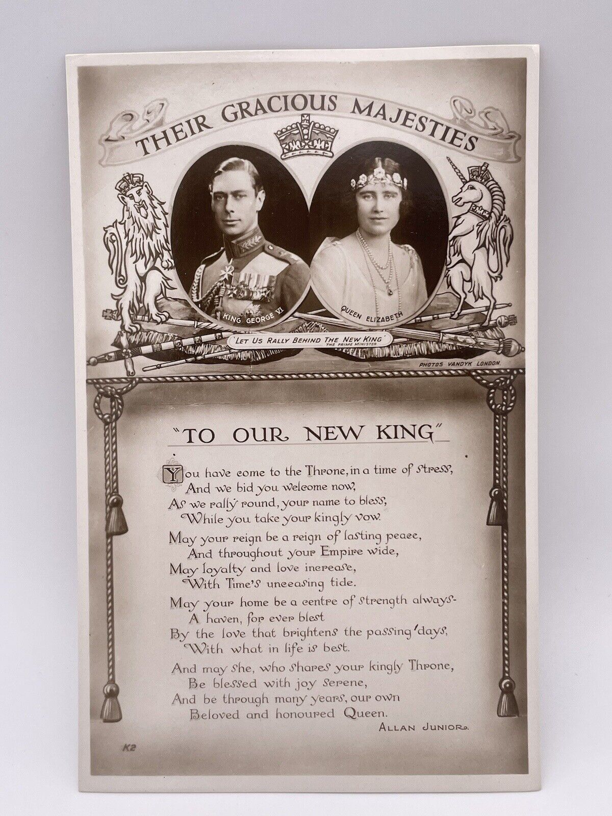 King George VI Prayer To Our New King Postcard