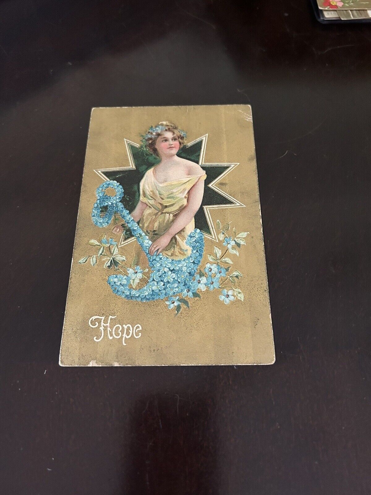 HOPE Postcard Floral Anchor 8 Point STAR Beautiful Girl