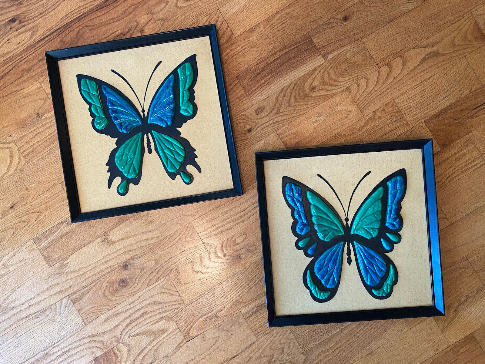 Set of 2 Vintage 1962 RICHTER ORIGINALS Butterfly 3D Wall Art PICTURES 