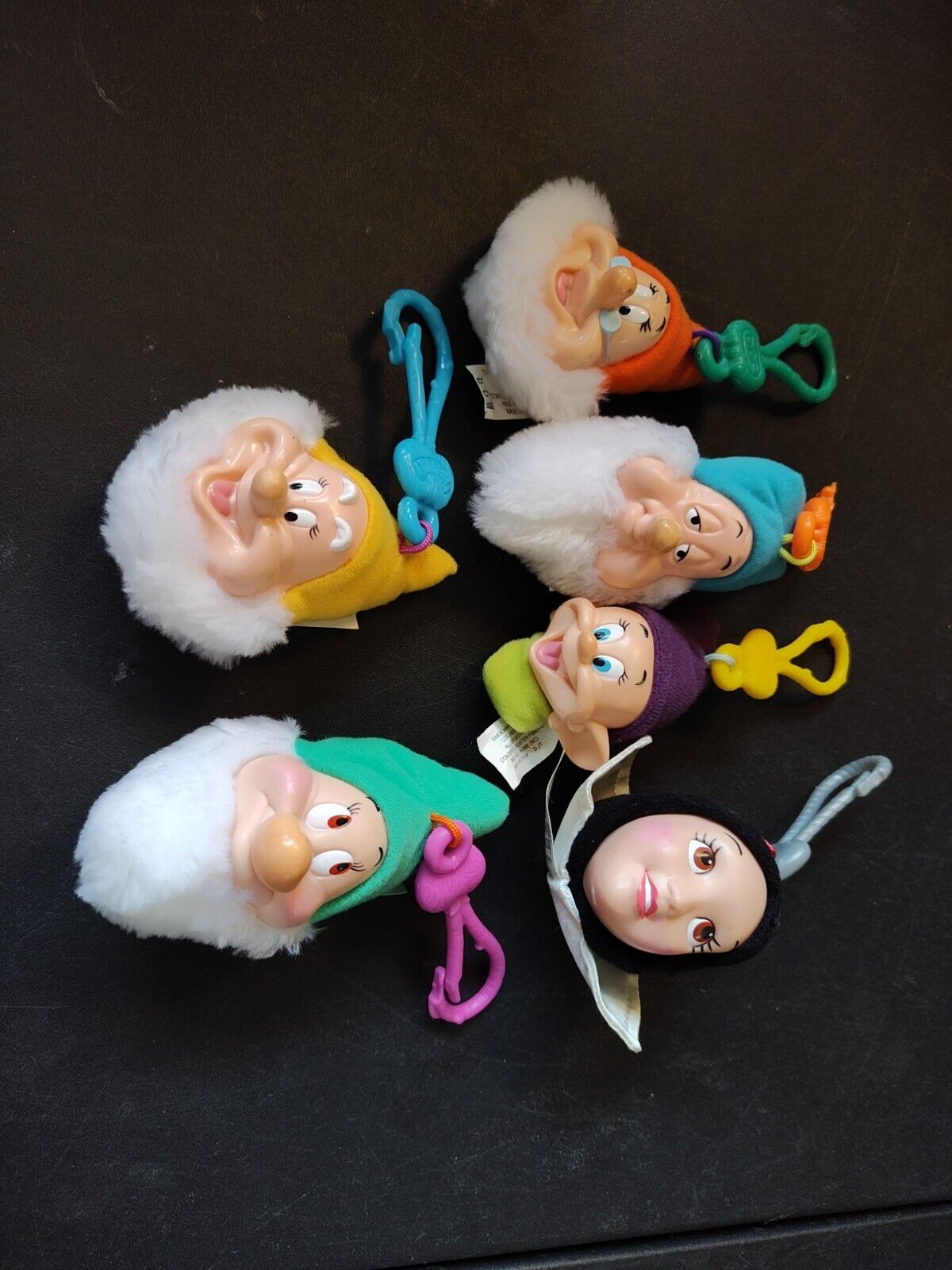 Vintage Snow White And The Seven Dwarves Keychains McDonald's Lot Of 6