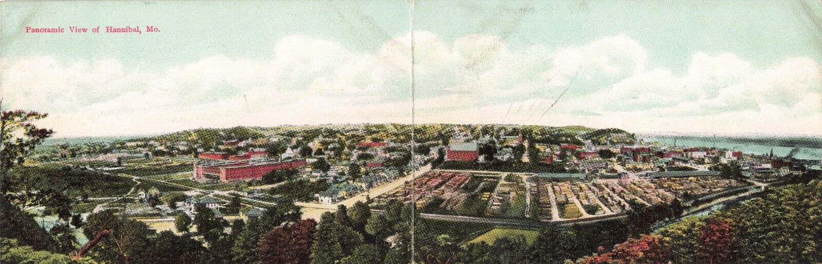 Panoramic View of Hannibal Missouri MO Bi-Fold 1911 Postcard
