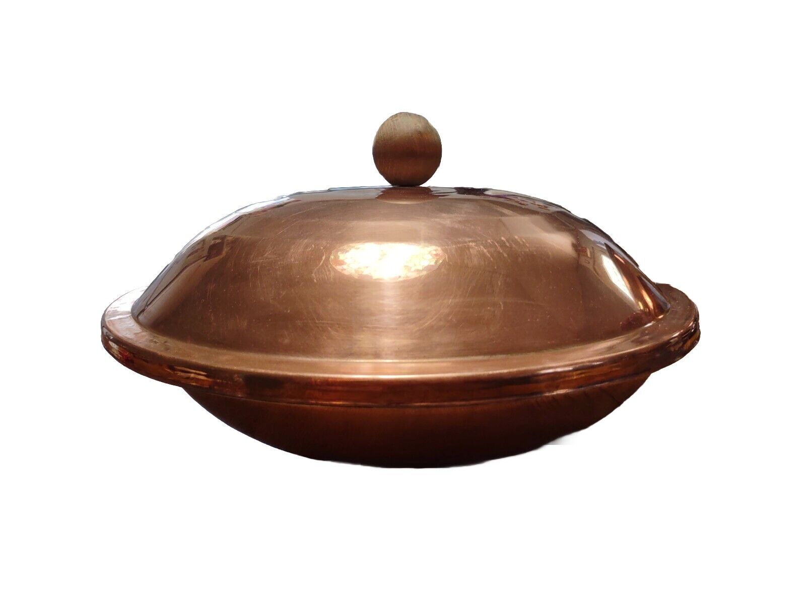 2 Piece Extra Large Covered Copper Serving Tray w/Wooden Handle