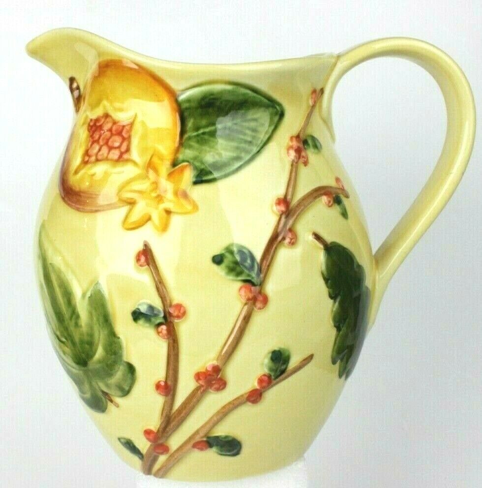 Vintage Italian Pottery Hand Painted Pitcher Yellow Willow #8718 NOS Brand New 