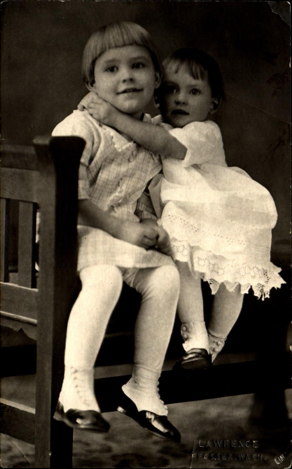 RPPC ~cute little boy and girl in Sunday best ~real photo by Lawrence~Prosser WA
