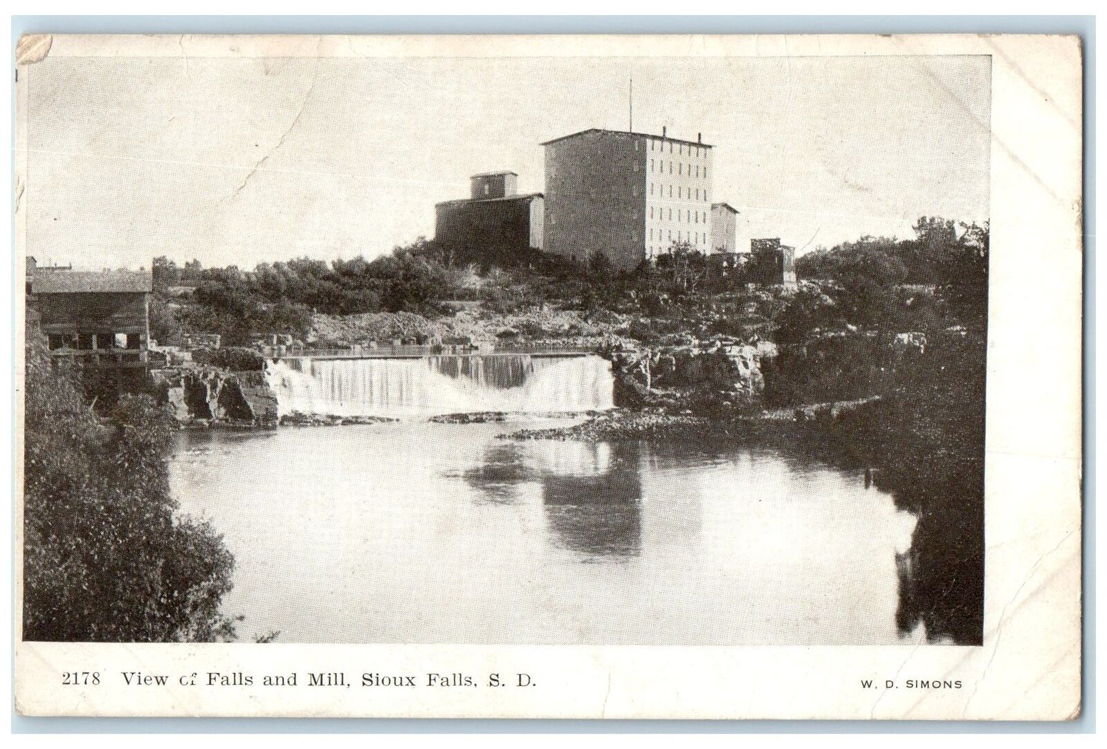 c1905's View On Falls And Mills Sioux Falls South Dakota SD Unposted Postcard