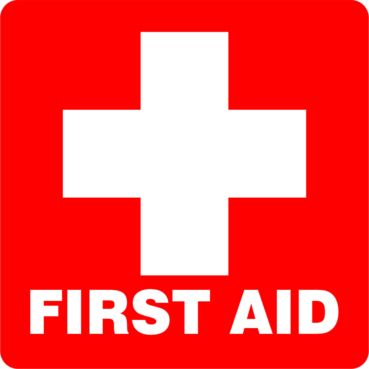5in x 5in First Aid Permanent Vinyl Sticker Wall Sign Door Permanent Decal
