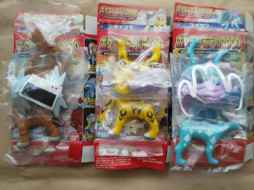 Pokemon Figure Bandai 2000 Model Kit Vintage Toy Complete Raikou Suicune Entei