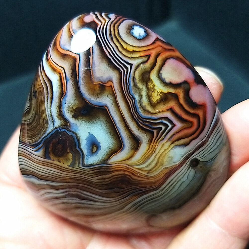 TOP 96G Natural Polished Silk Banded Lace Agate Crystal Madagascar B275