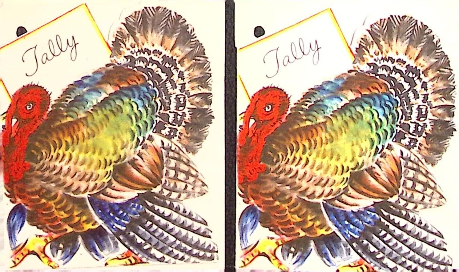 Thanksgiving Turkey Name Tags Table Tags Vintage Beautiful Color