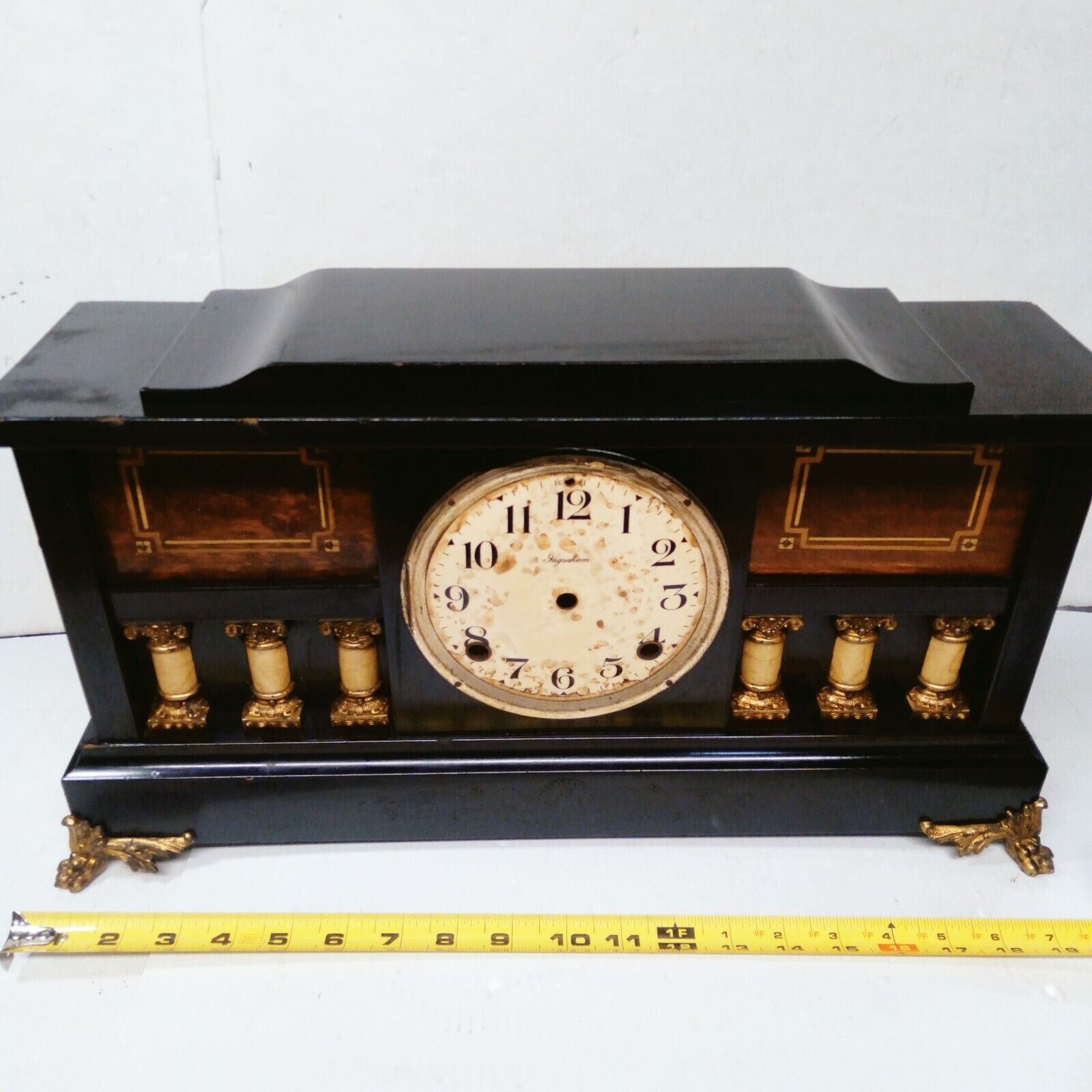 Antique Early 1900\'s E Ingraham Mantle Clock CASE ONLY w/attached clock parts
