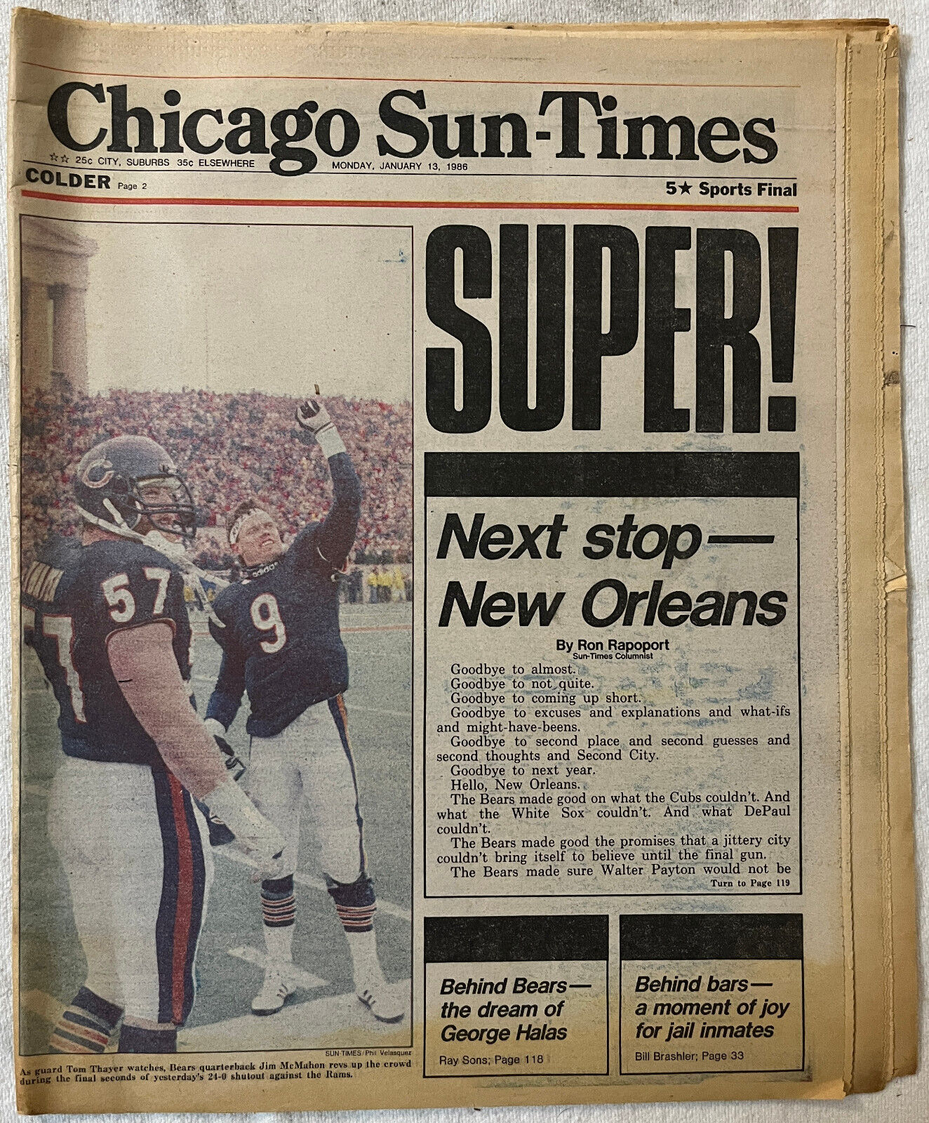 Chicago Sun-Times, Sports Final, Monday, January 13, 1986, Pages 1-22, 99-120