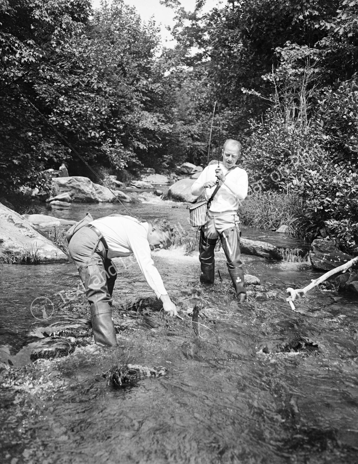 1932 Two Men Fishing Vintage Old Photo 8.5\