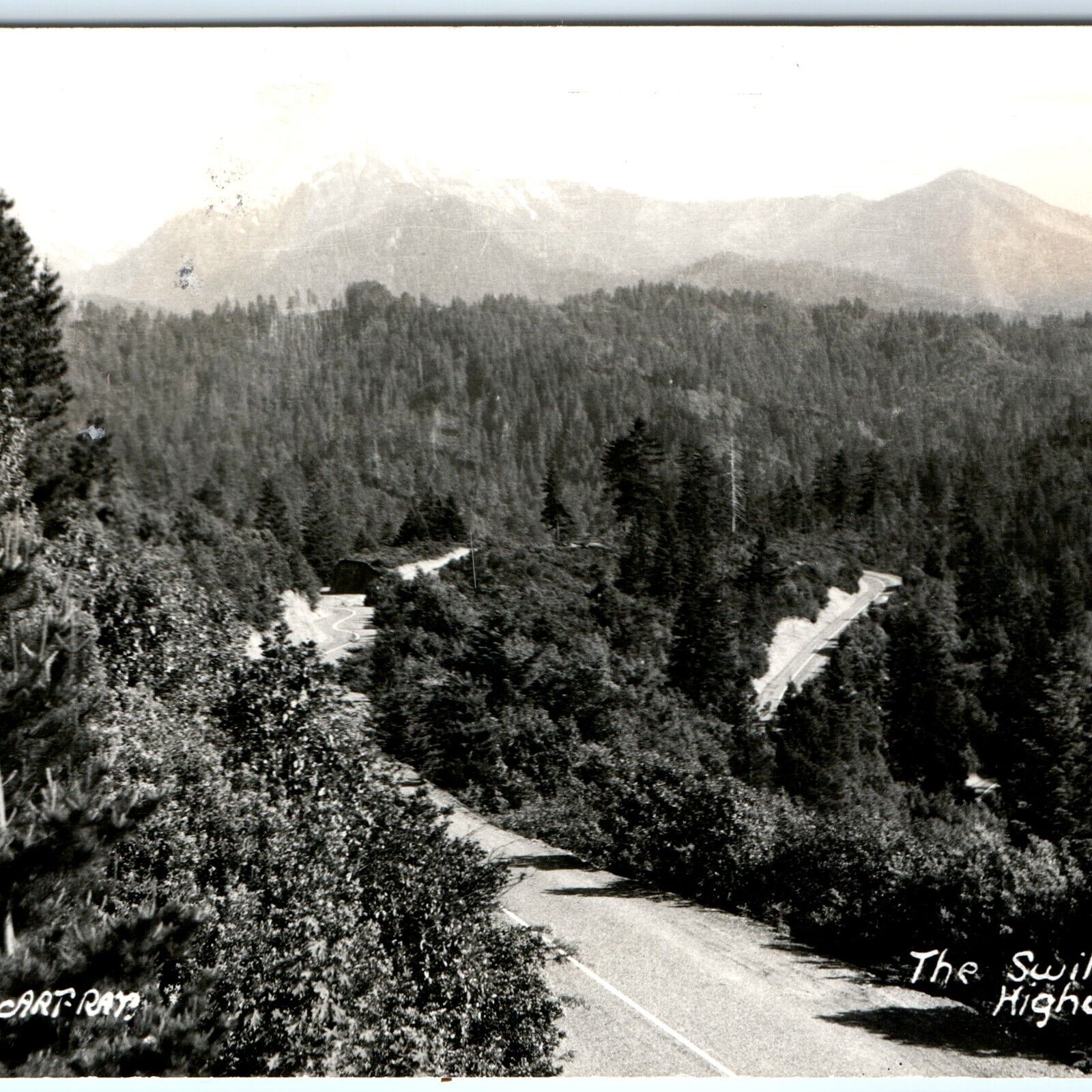 c1950s Washington State Route Highway 99 RPPC Switchback Birds Eye Photo A149