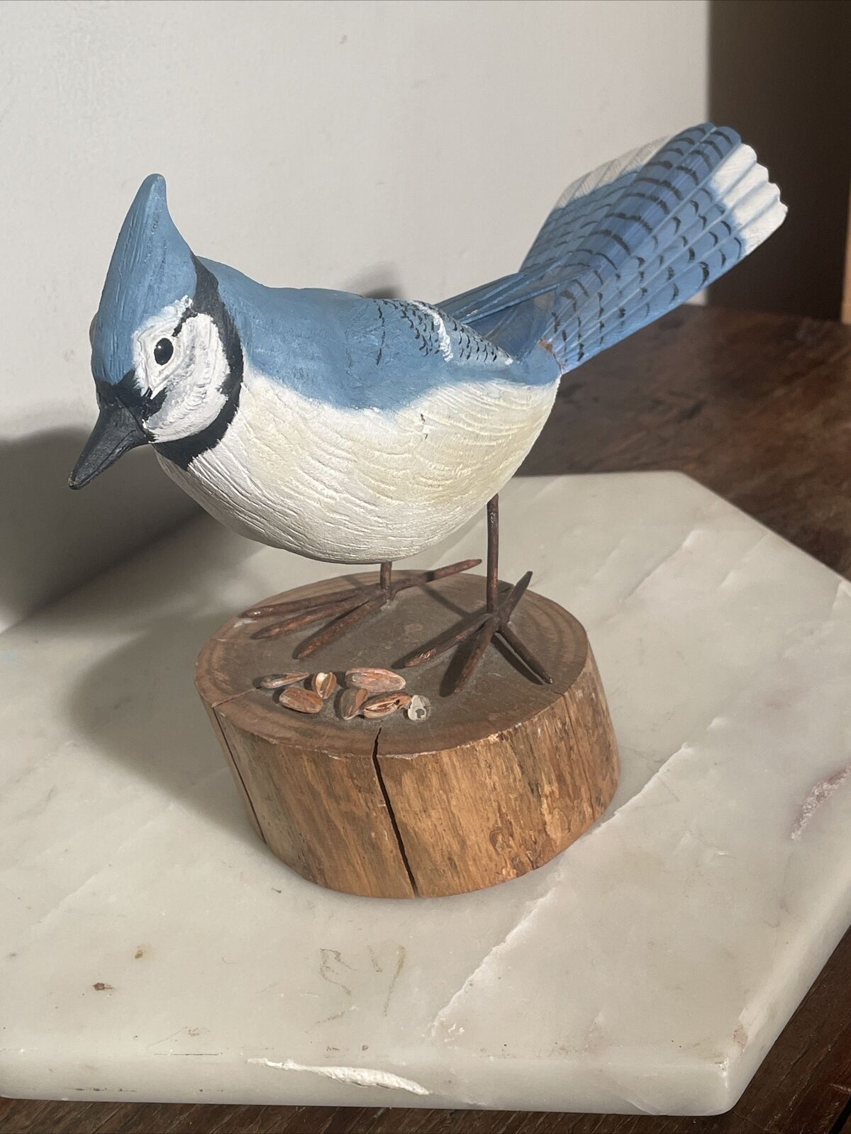Vintage 1978 Hand carved Blue Jay Signed By Bill & Chris Gillespie