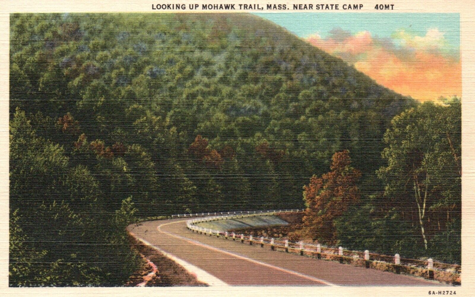 Postcard MA near State Camp Looking Up Mohawk Trail Linen Vintage PC f2236