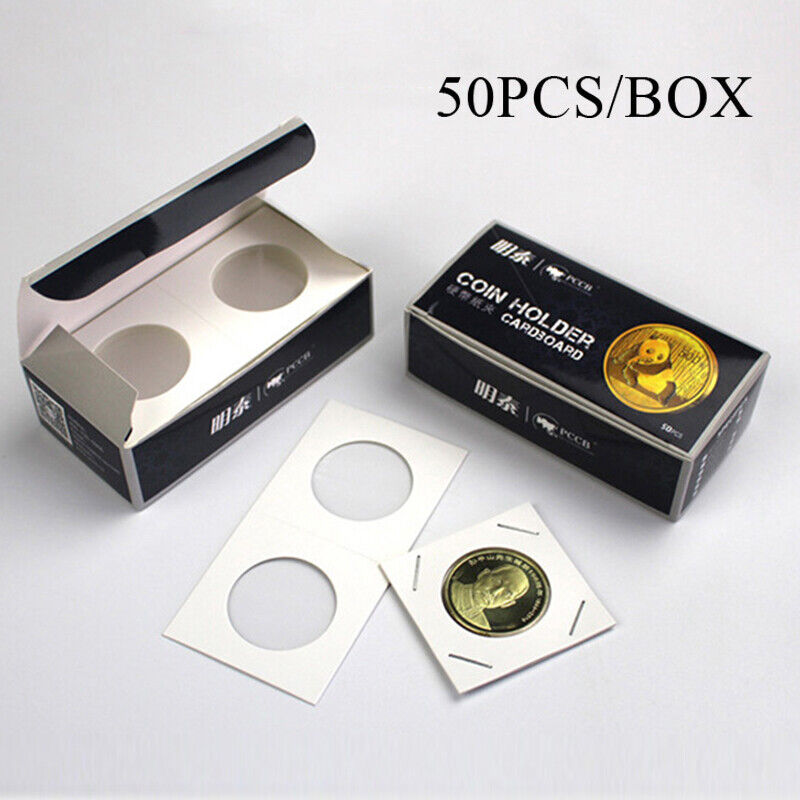 50PCS Square Cardboard Coin Supplies Coin Album Collection Stamp Coin Holders US