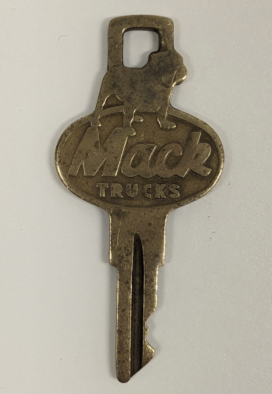 Vintage Mack Truck Bulldog Logo Brass Key H623